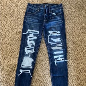 high rise patchwork skinny jeans